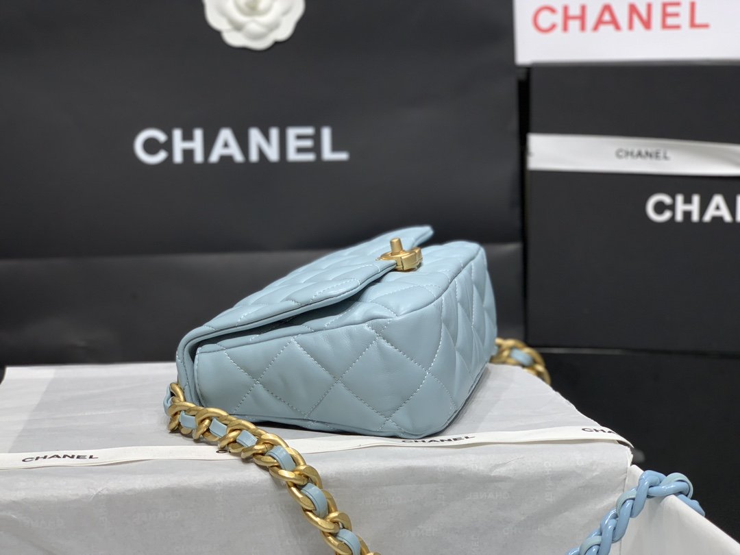 CHLSmall GlamIap Bag Gold-Tone Metal Blue Bag For Women 16cm/6.2in