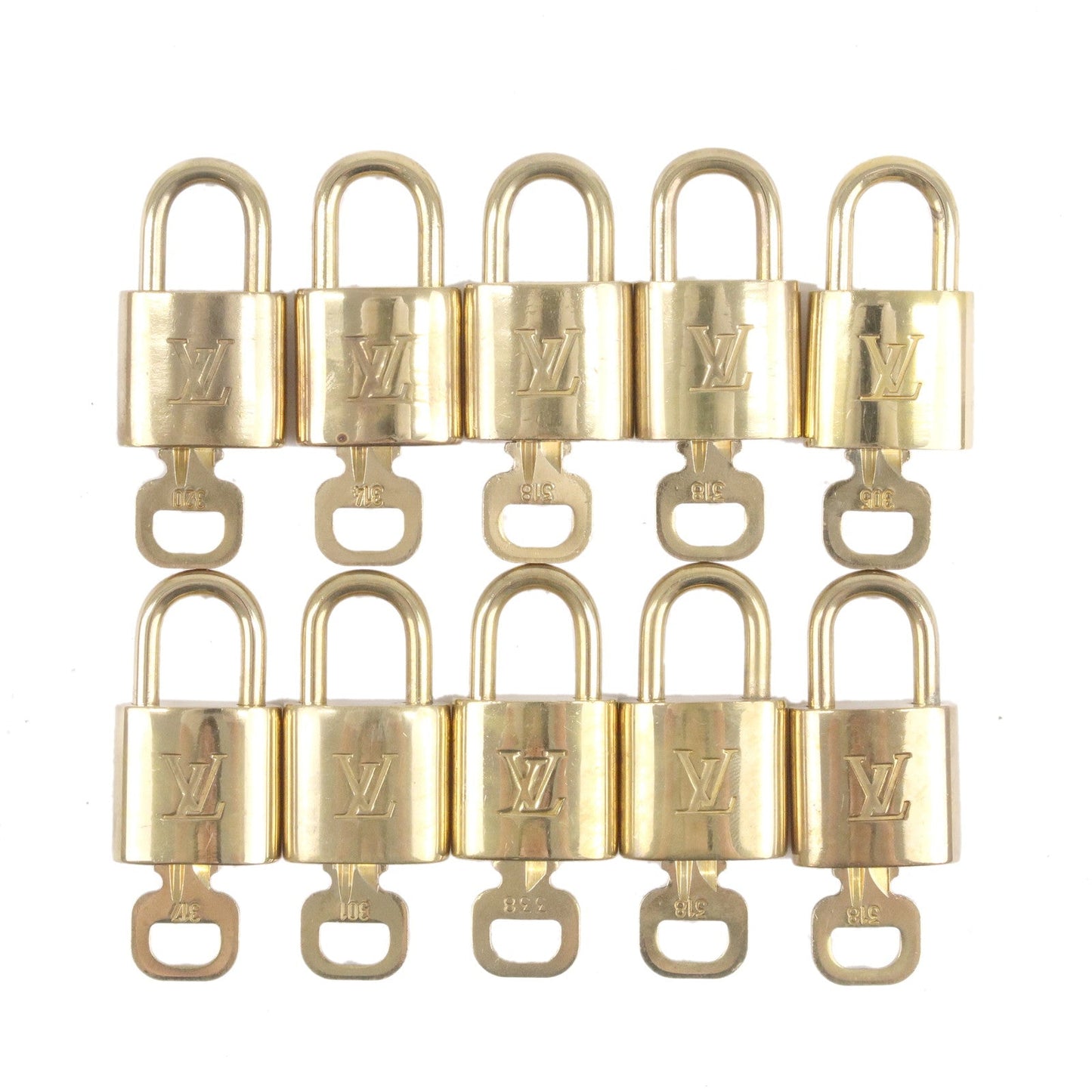 Louis Vuitton Set of 10 Lock & Key Cadena Key Lock Gold