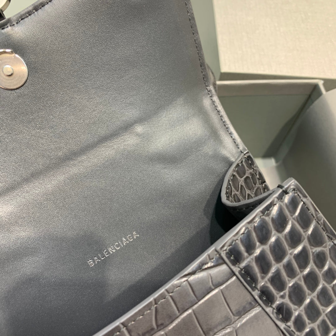 Balen Hourglass XS Handbag In Dark Grey, For Women, Bags 7.4in/19cm 5935461LR6Y1309