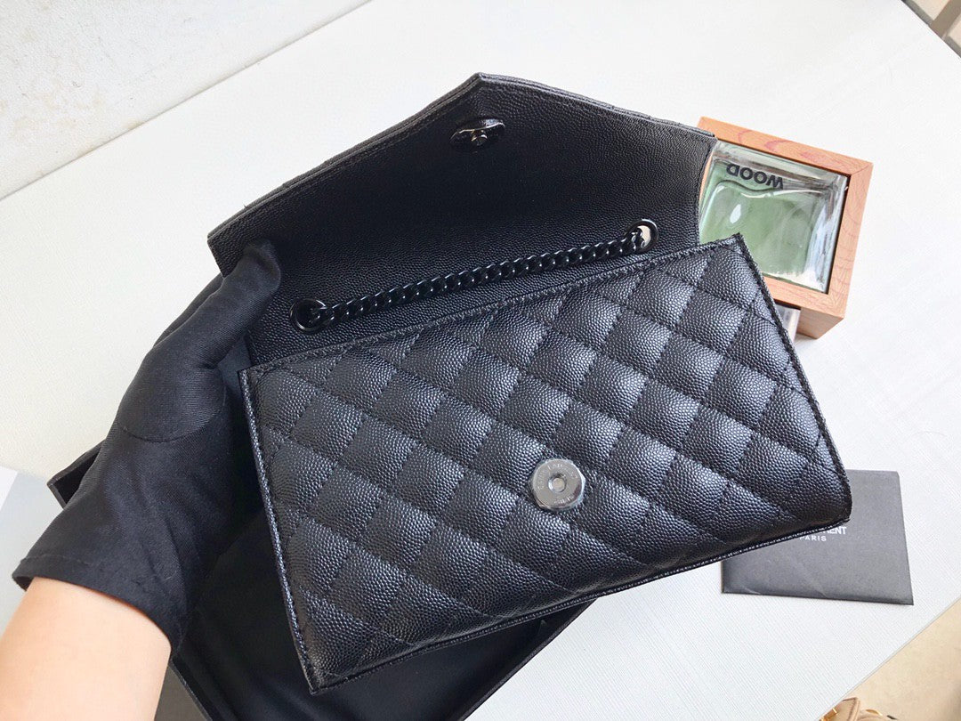 GLAMI Envelope Small Bag In Mix Matelassé Grain De Poudre Black For Women 8.2in/21cm YSL 600195BOW981000