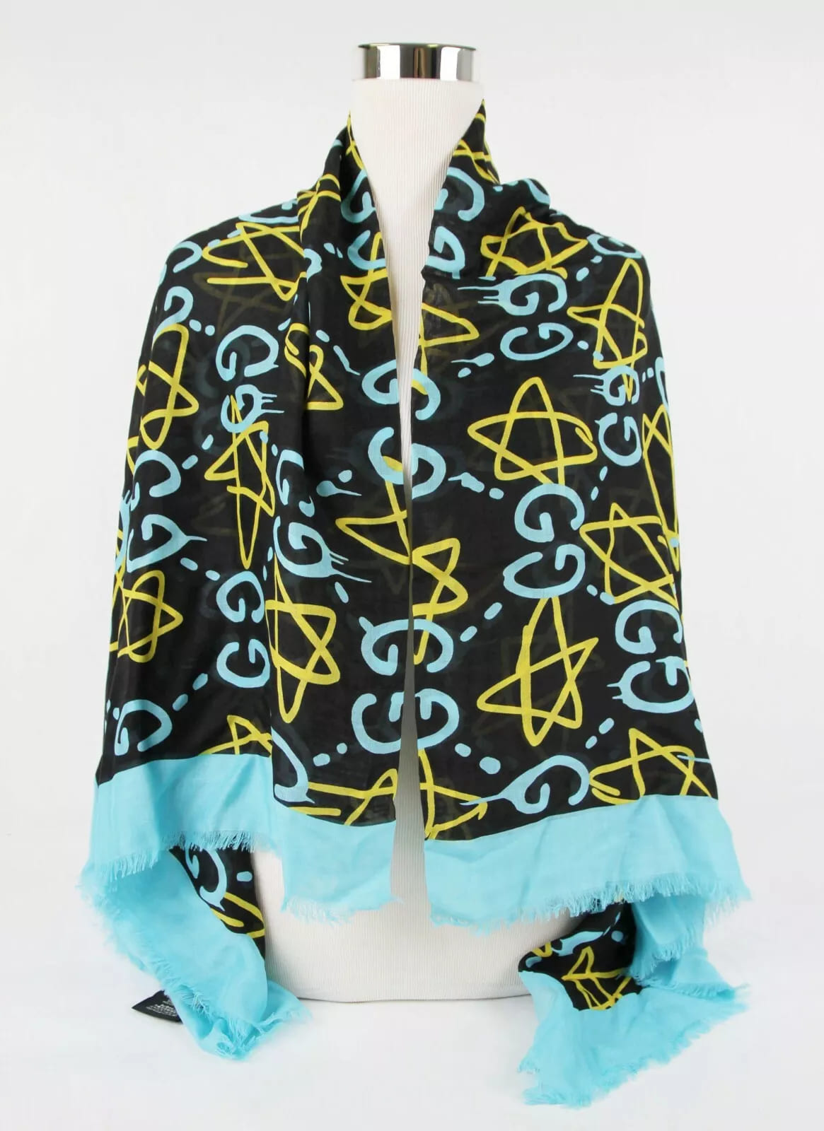 Gucci Ghost GG Star Modal Silk Large Scarf Shawl w/Box