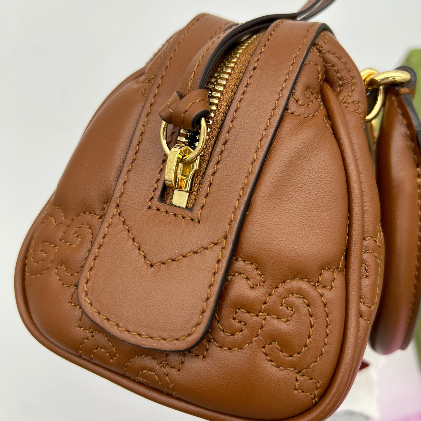 GLM-- GG Matelasse Brown 2way Mini Travel Bag