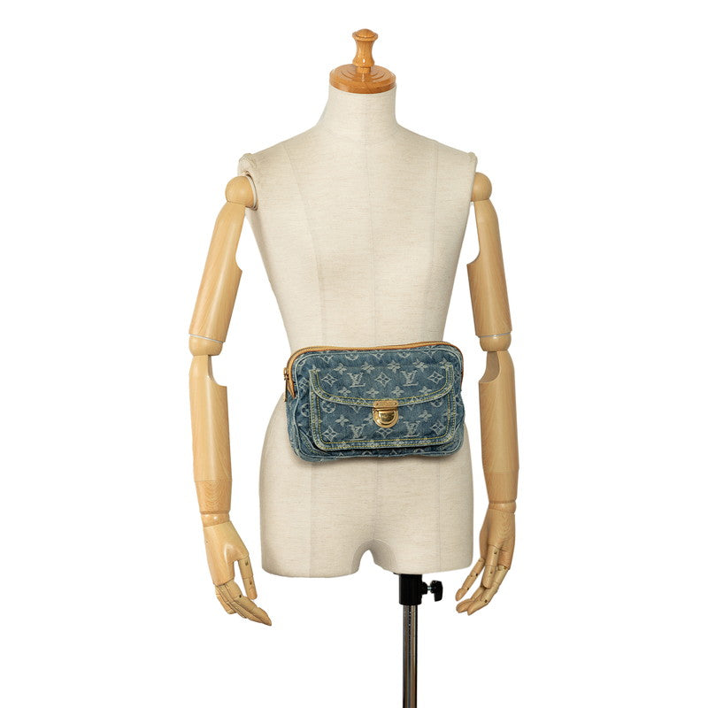 Louis Vuitton Monogram Denim Pouch Indigo Body Bag Waist Bag M95347 Blue Denim Leather Louis Vuitton