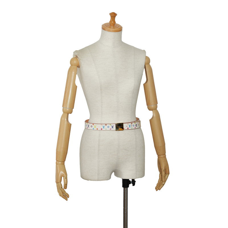 Louis Vuitton Monogram Multicolor Sunshine Belt 80/32 M9270U White PVC Leather Louis Vuitton