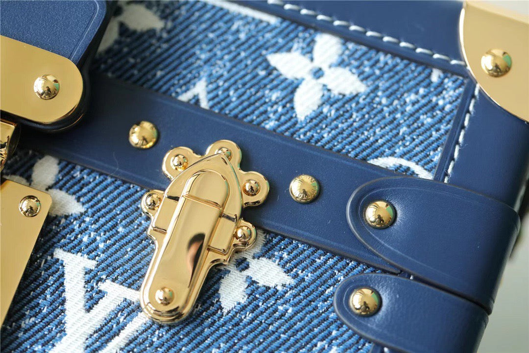 LV Petite Malle Jacquard SinGLAMI 1854 Blue For Women, Women’s Handbags, Shoulder Bags And Crossbody Bags 7.5in/19cm LVÂÂ