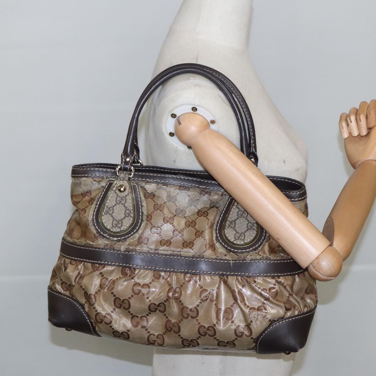 GUCCI GG Crystal Tote Bag Gold Beige 223964 100354