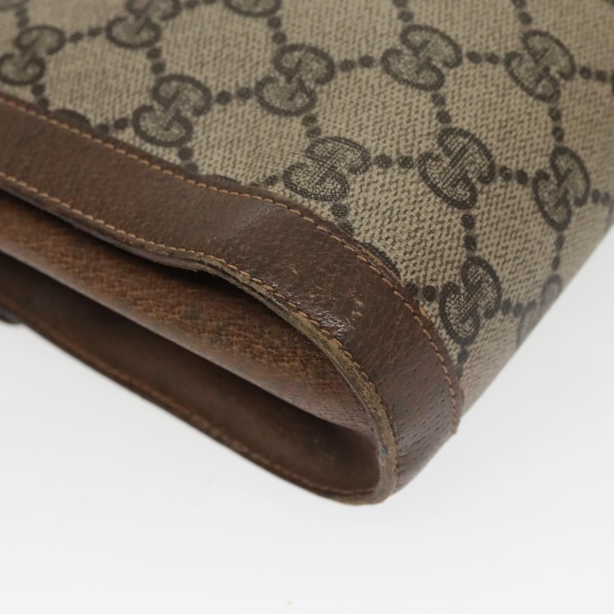 GUCCI GG Supreme Web Sherry Line Clutch Bag PVC Beige Red Green 100712
