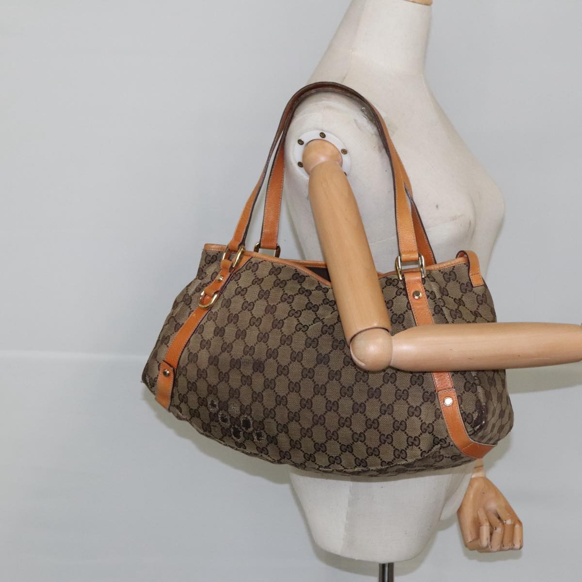 GUCCI GG Canvas Tote Bag Beige Gold 130736 101249