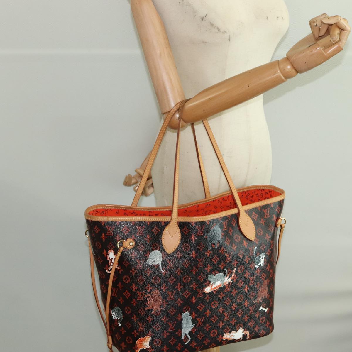 LOUIS VUITTON Catgram Neverfull MM Tote Bag M44441 LV 101672SA