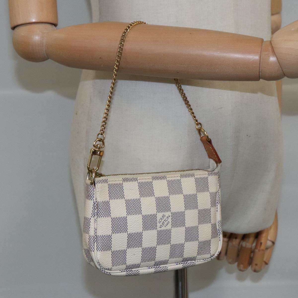 LOUIS VUITTON Damier Azur Mini Pochette Accessoires Pouch N63005 LV 103965