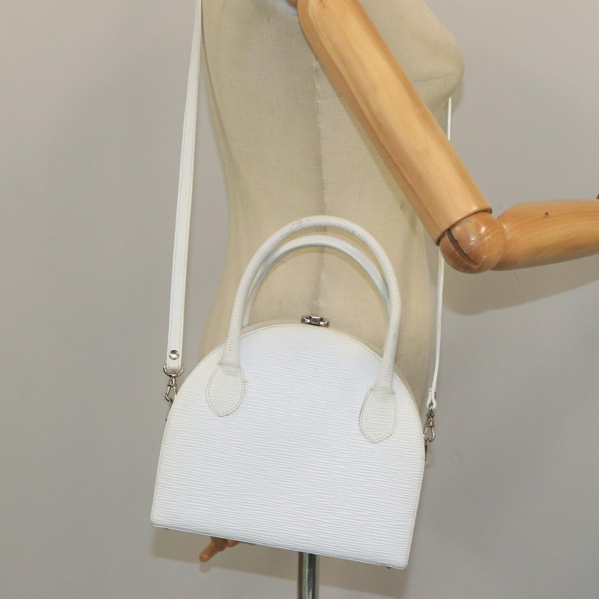 FENDI Hand Bag Leather 2way White 103997