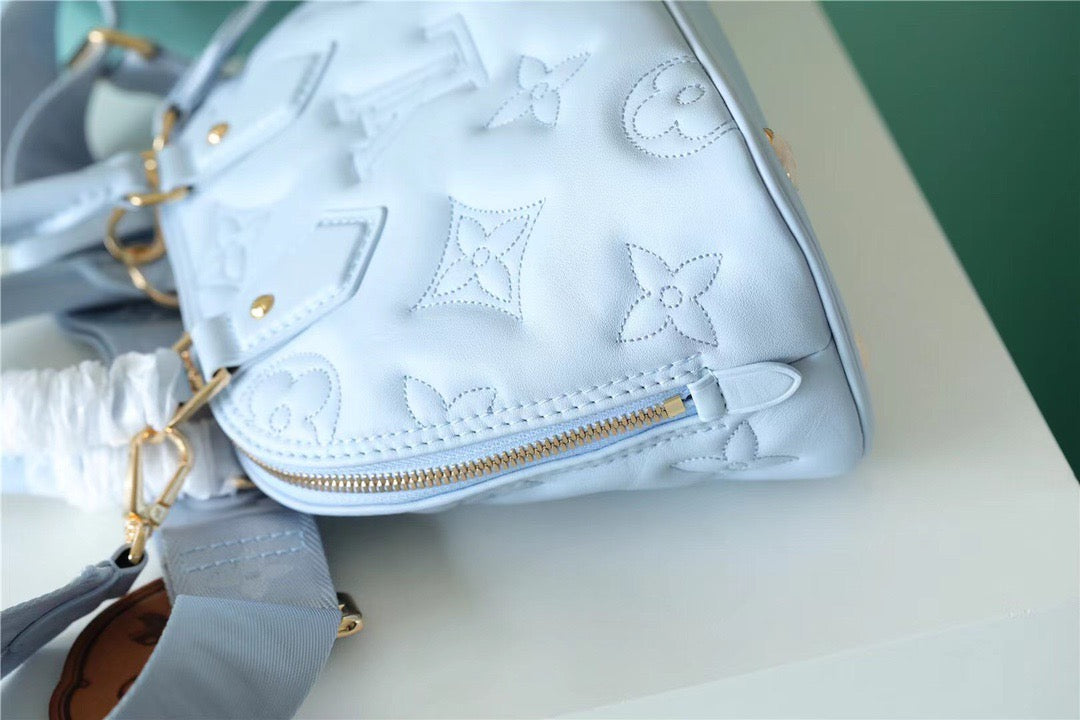 LV Alma GLAMI Bag Handbags, Shoulder and Cross Body Bags For Women In Bleu Glacier Blue 9.6in/25cm LV M59822