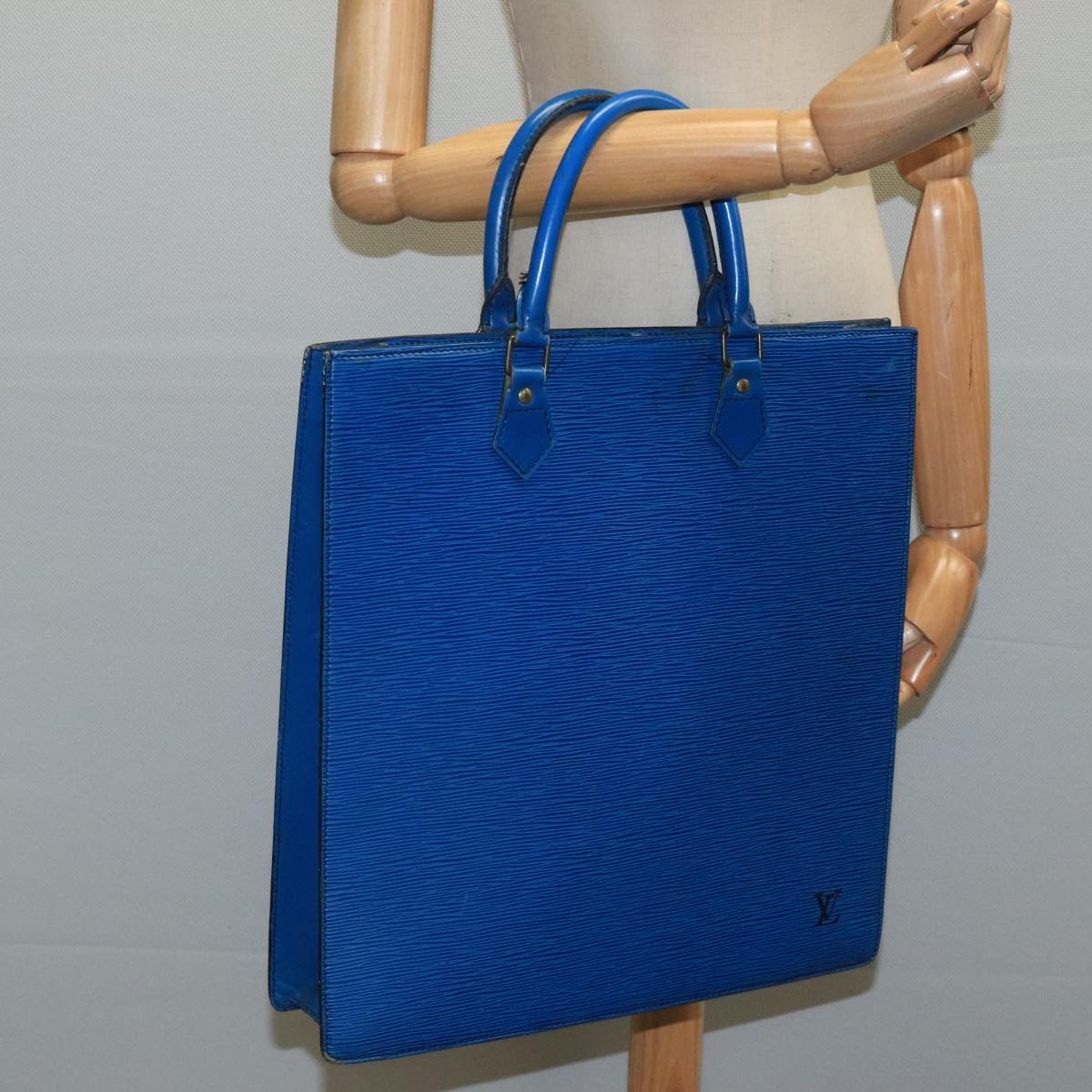 LOUIS VUITTON Epi Sac Plat Hand Bag Blue M52075 LV 104258