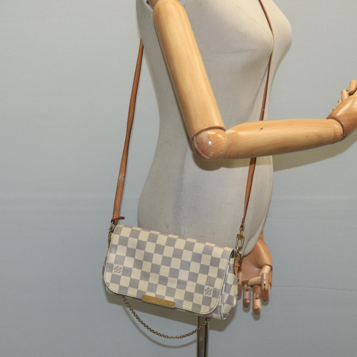 LOUIS VUITTON Damier Azur Favorit PM Shoulder Bag 2way N41277 LV 104352