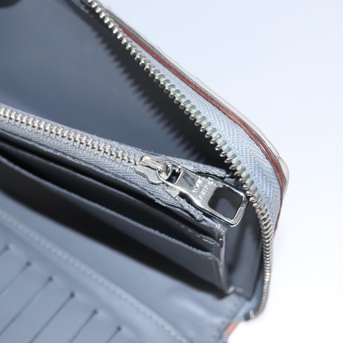 LOUIS VUITTON Monogram Miroir Zippy Wallet Vertical Wallet Silver LV 104402