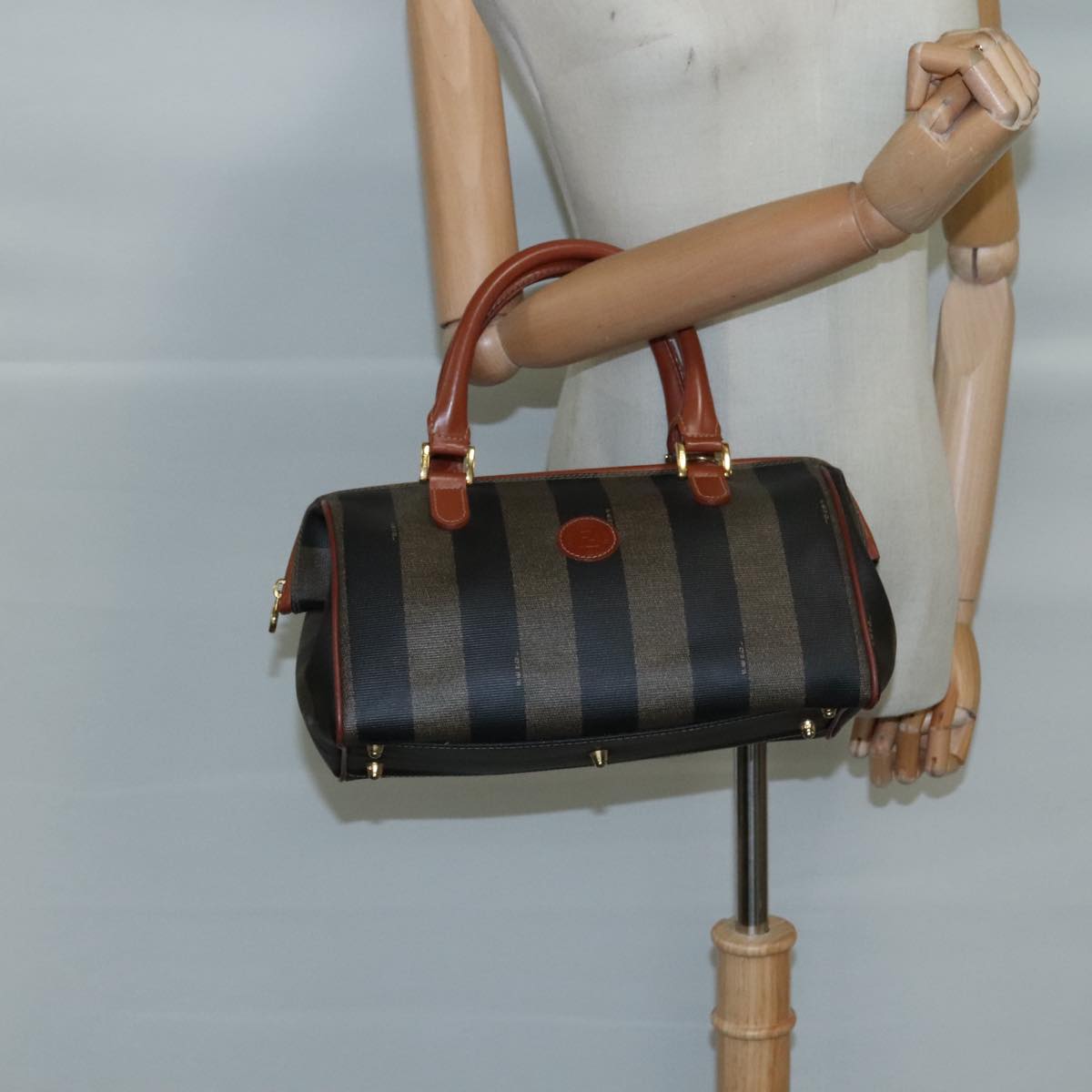 FENDI Pecan Canvas Hand Bag Coated Canvas Brown 104727