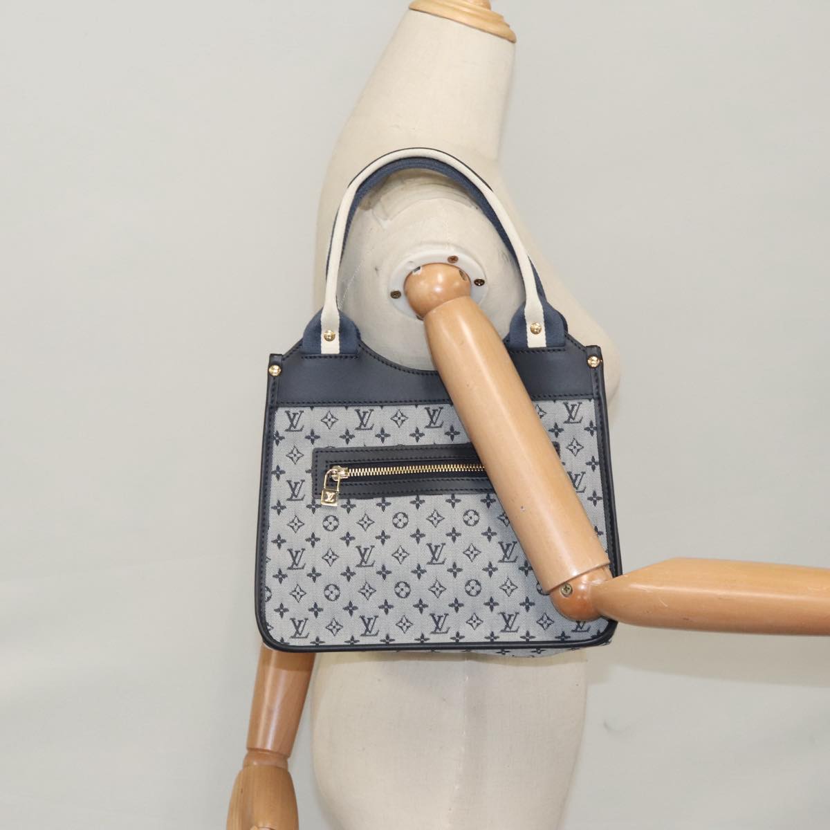 LOUIS VUITTON Monogram Mini Sac Catherine Hand Bag Blue M92325 LV 104746A