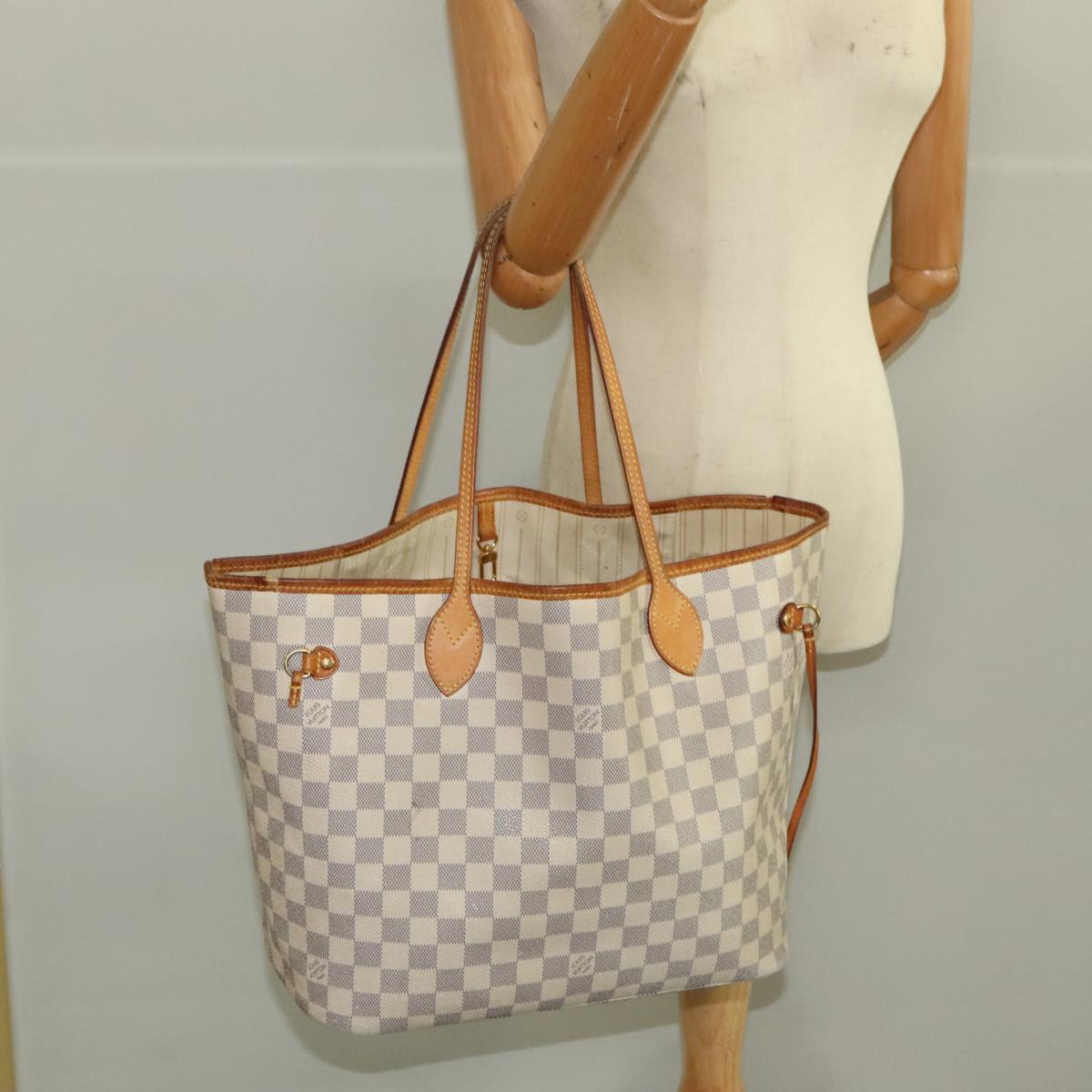 LOUIS VUITTON Damier Azur Neverfull MM Tote Bag N51107 LV 106282