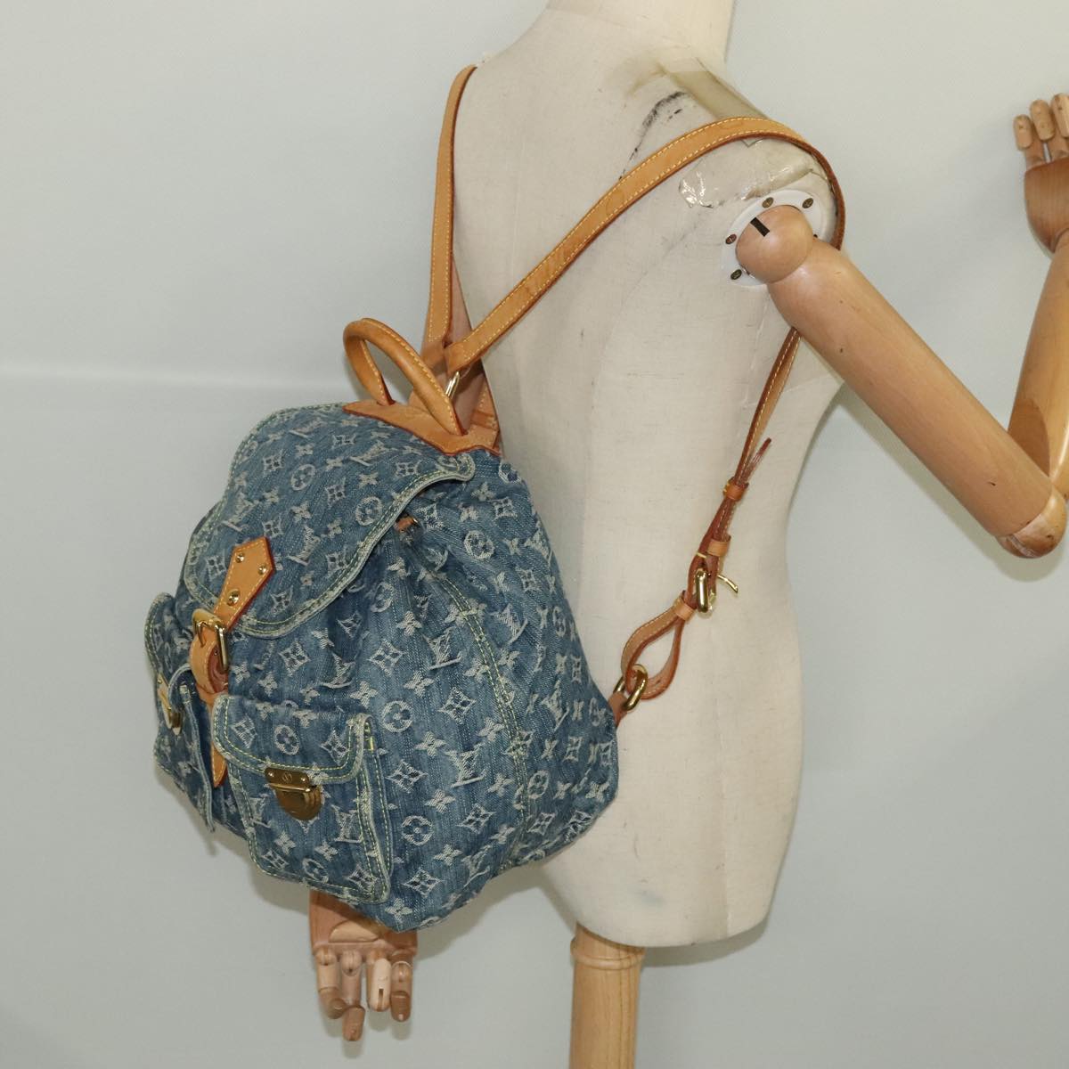 LOUIS VUITTON Monogram Denim Sac A DosGM Backpack Blue M95056 LV 106296A