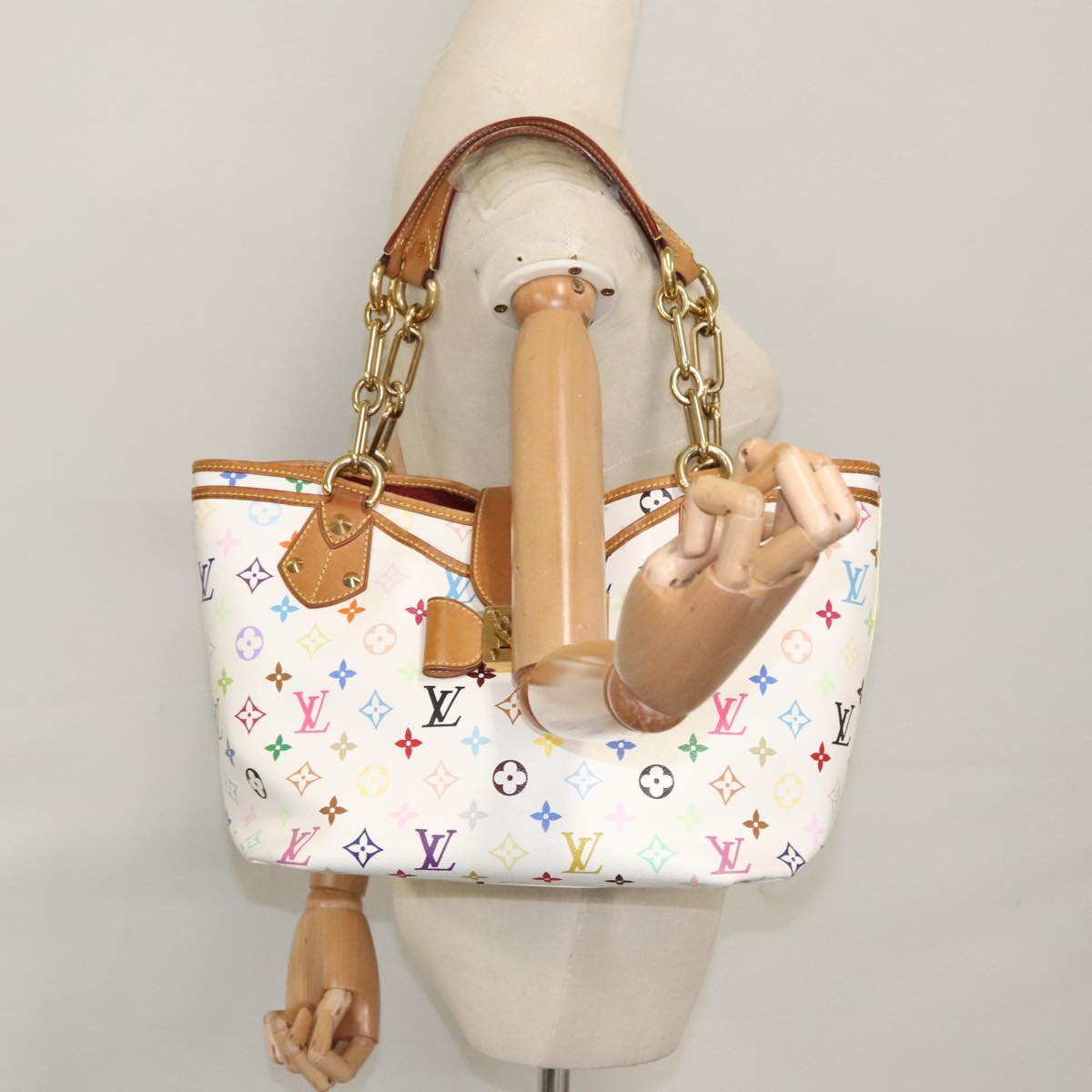 LOUIS VUITTON Monogram Multicolor Annie GM Tote Bag White M40303 LV 106470