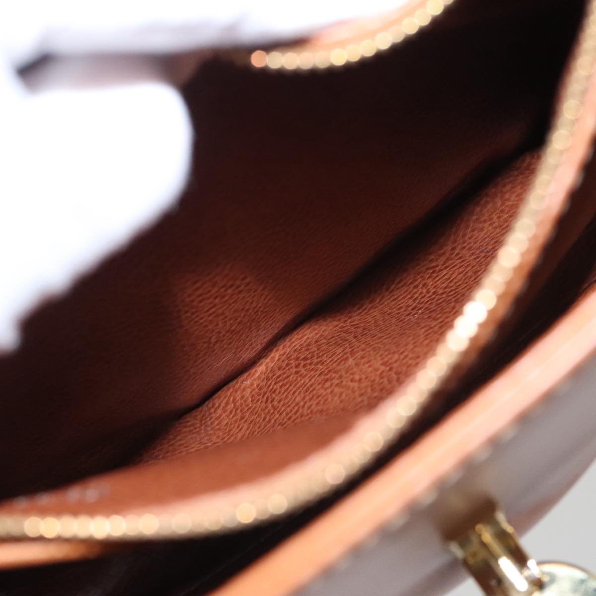 FENDI Hand Bag Leather Brown Gold 106494