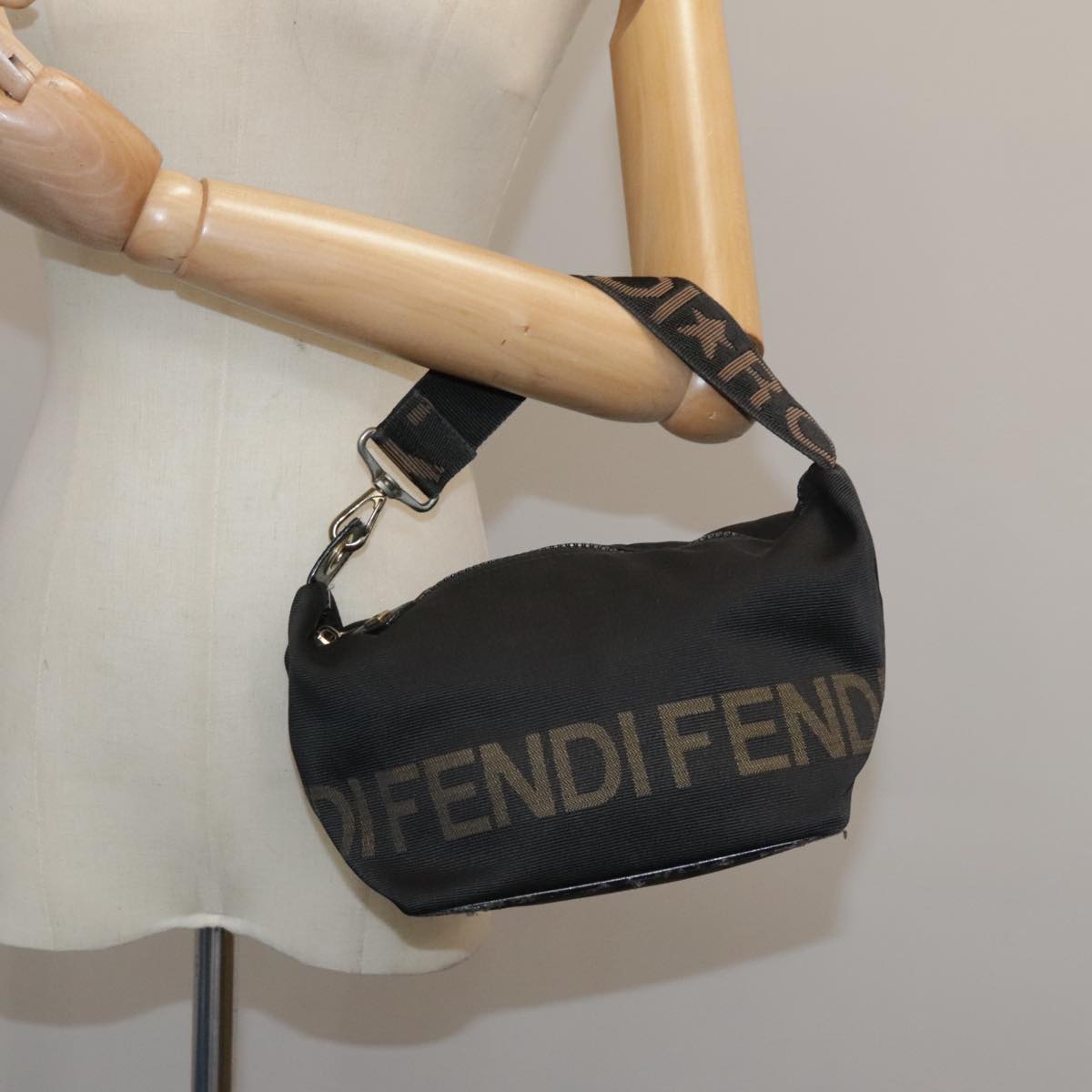 FENDI Hand Bag Canvas Black 106592