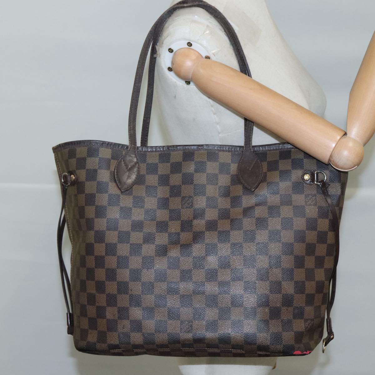 LOUIS VUITTON Damier Ebene Neverfull MM Tote Bag N51105 LV 107100