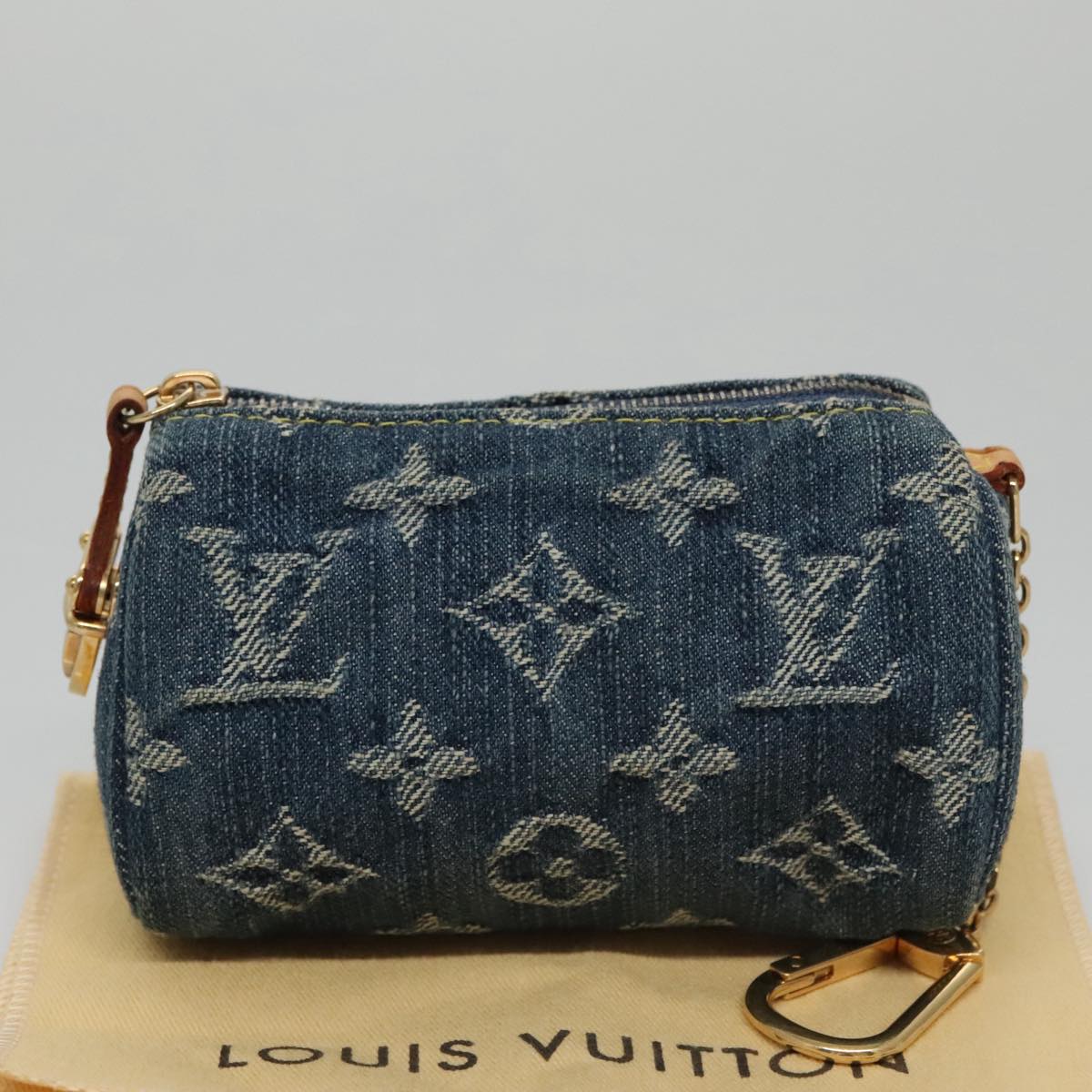 LOUIS VUITTON Monogram Denim Trousse Speedy Pouch Blue M95082 LV 107104
