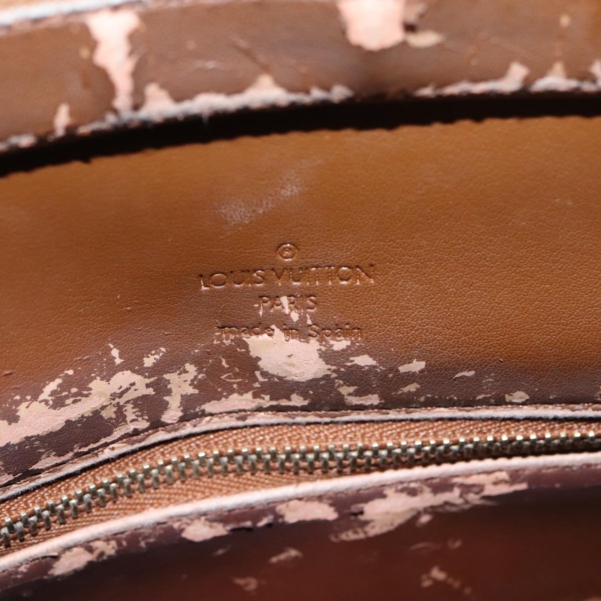 LOUIS VUITTON Monogram Vernis Houston Hand Bag Bronze M91122 LV 107154