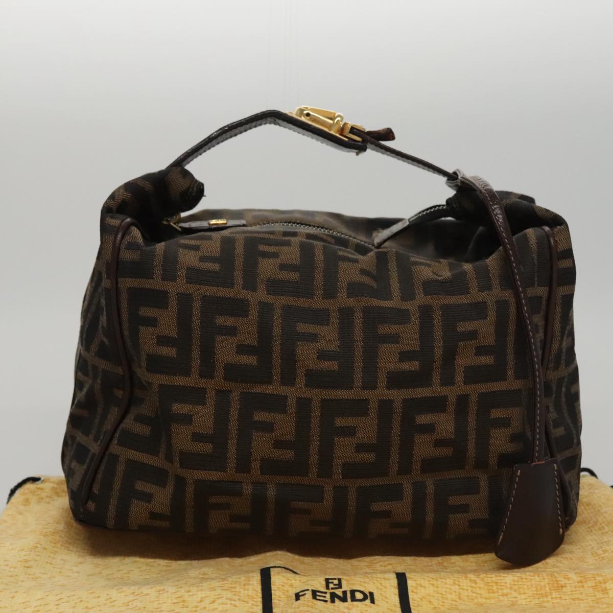 FENDI Zucca Canvas Hand Bag Brown 107610