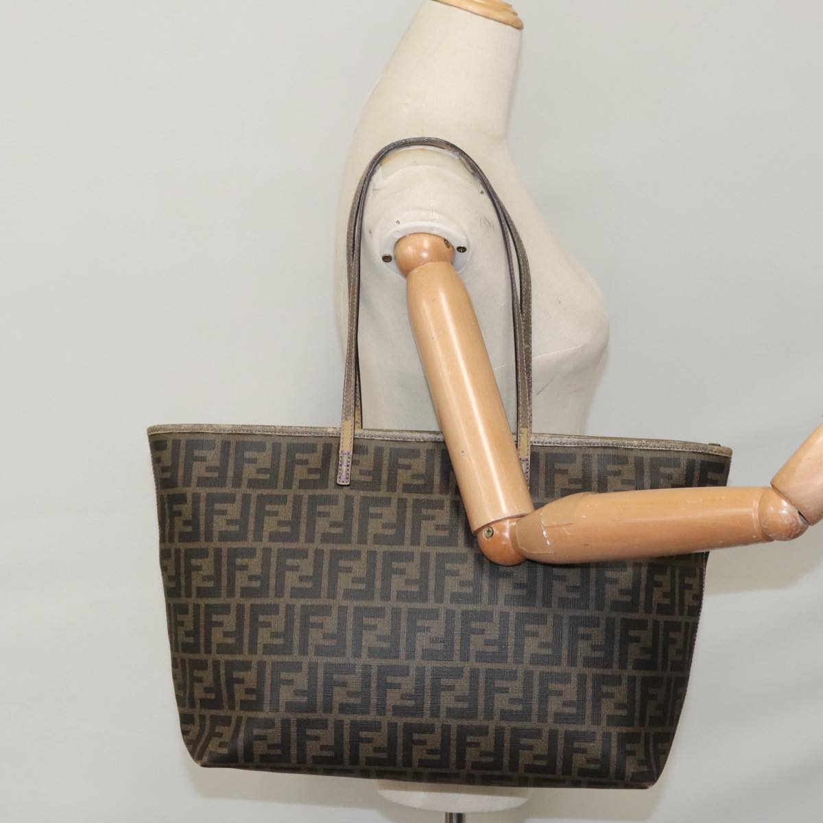 FENDI Zucca Canvas Tote Bag Brown Black 109418