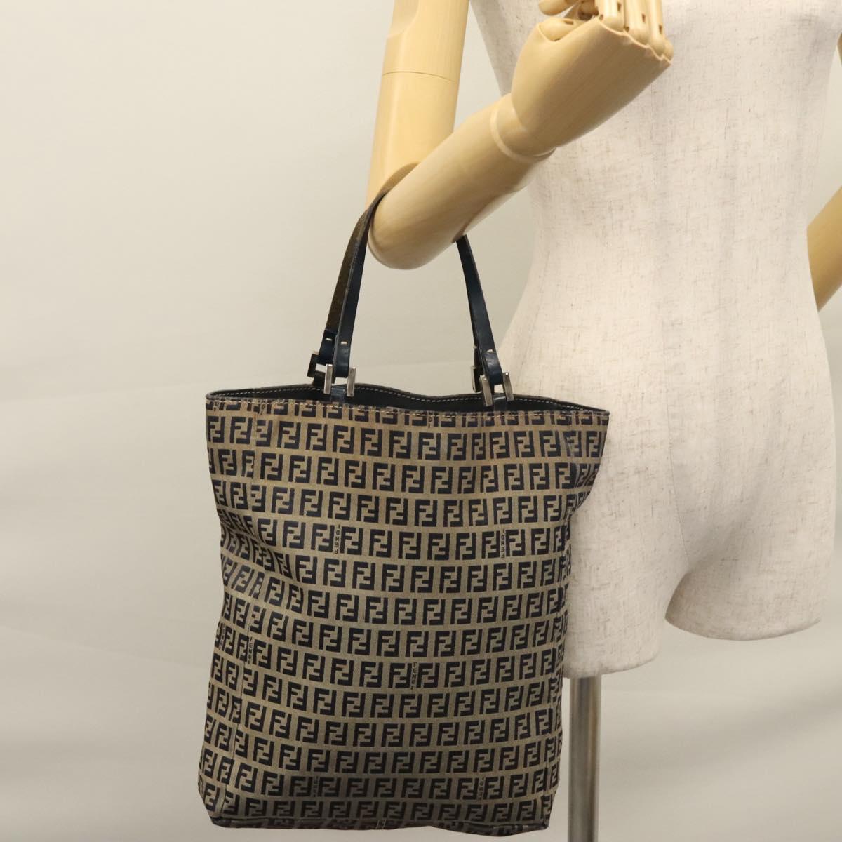 FENDI Zucchino Canvas Tote Bag Navy 110364