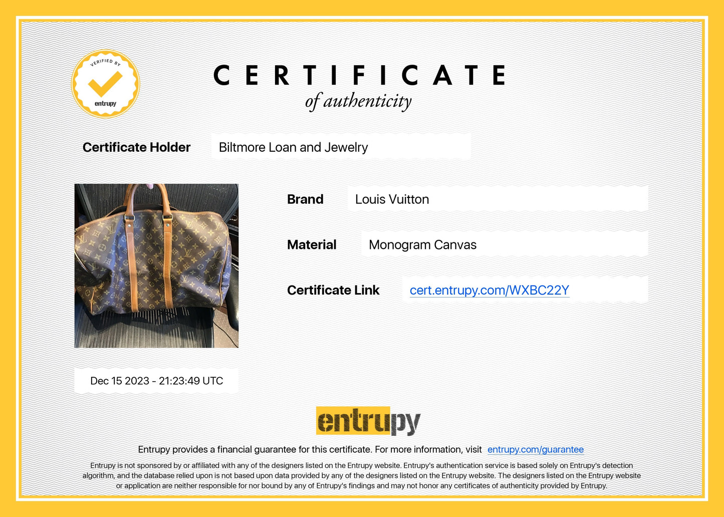 Louis Vuitton 70s French Company Monogram Keepall 45 Bag
