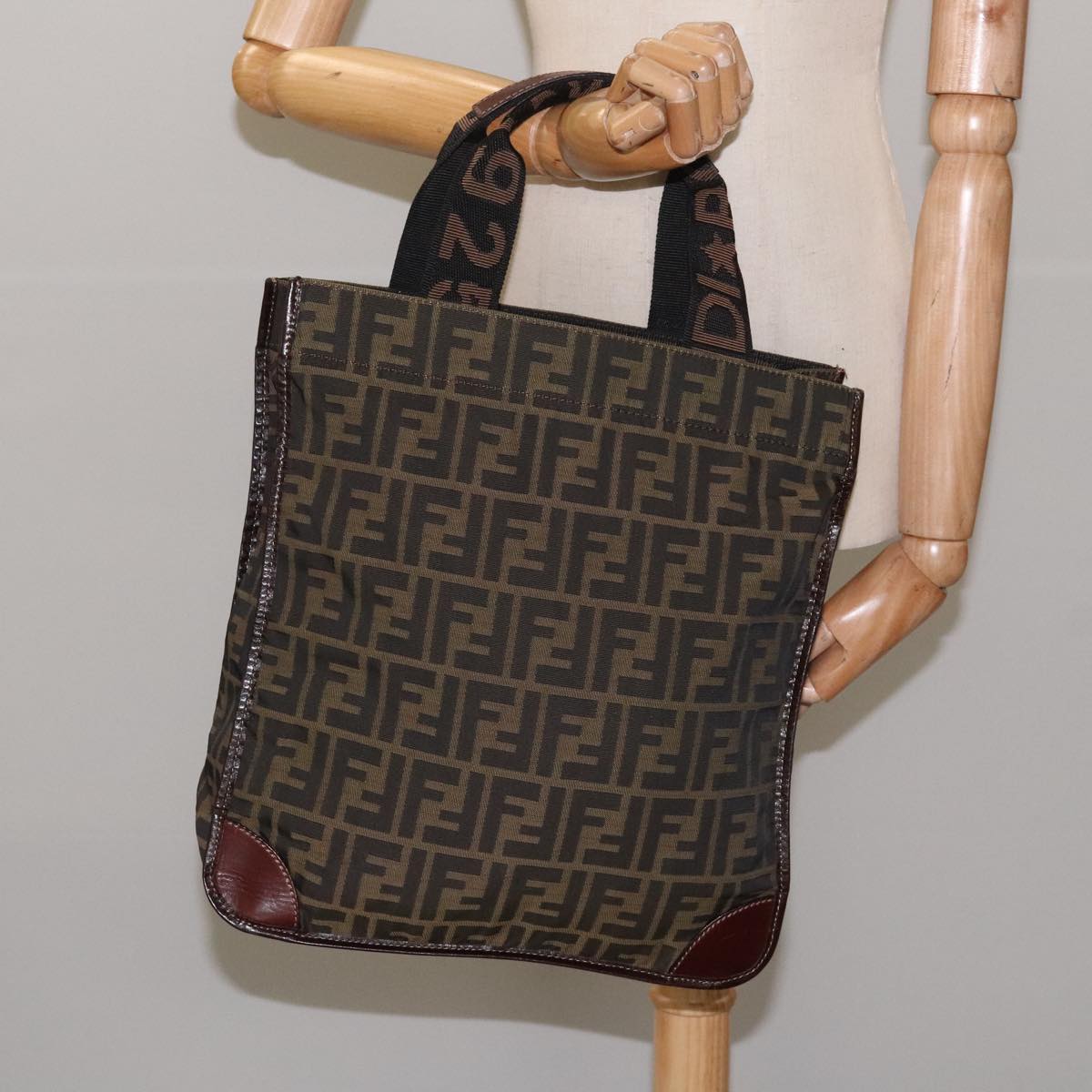FENDI Zucca Canvas Tote Bag Brown Black 111927