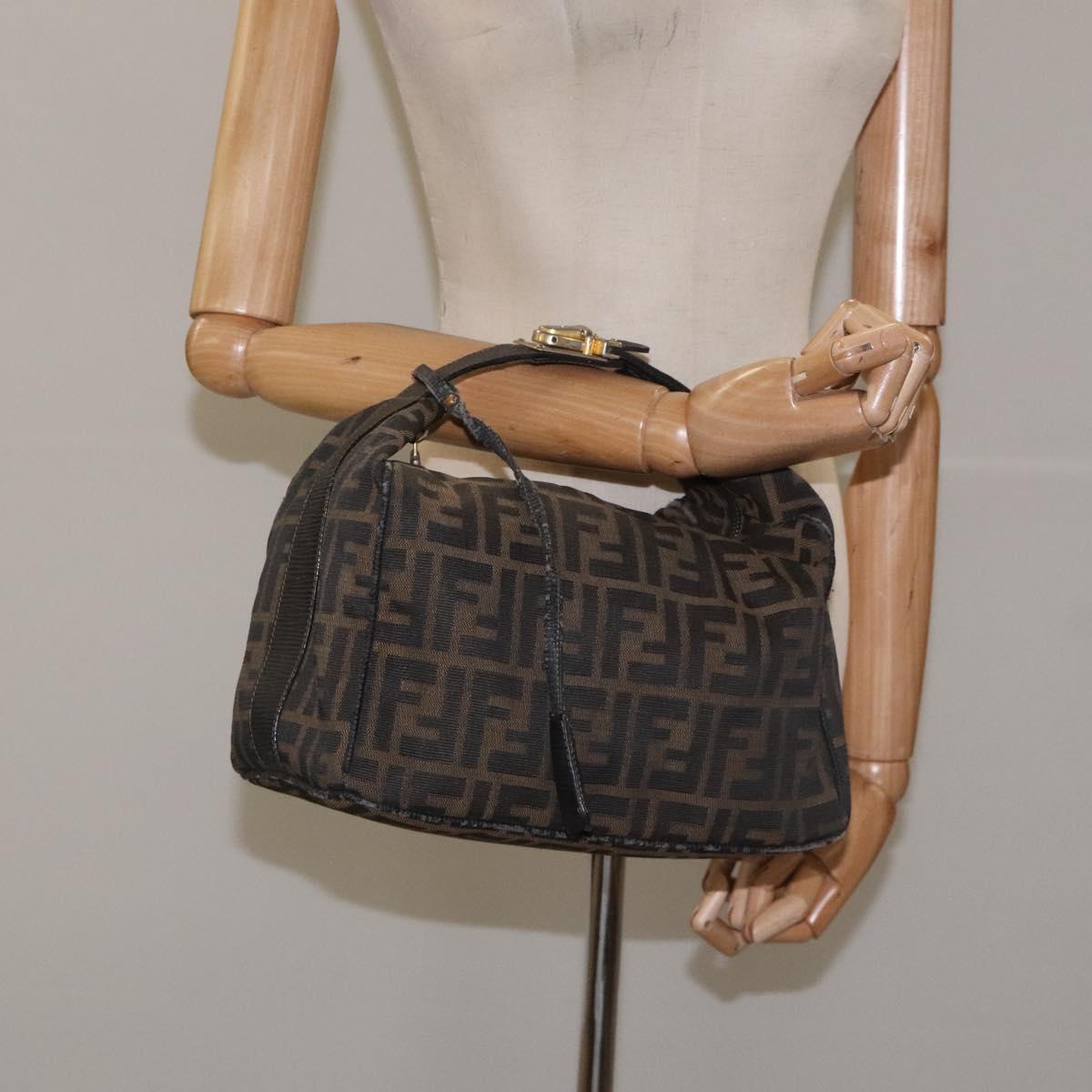 FENDI Zucca Canvas Vanity Pouch Brown Black gold 112925