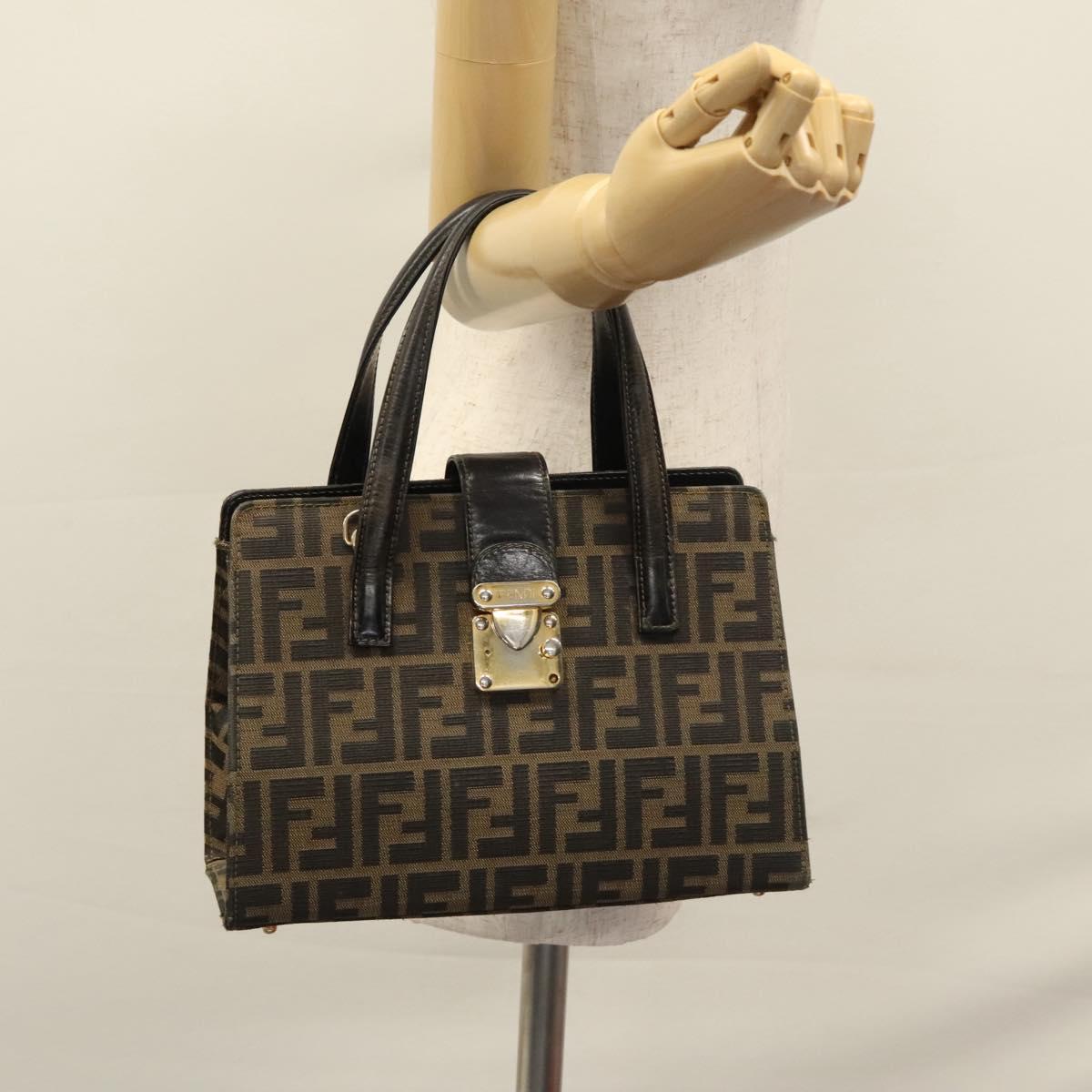 FENDI Zucca Canvas Hand Bag Brown 113221