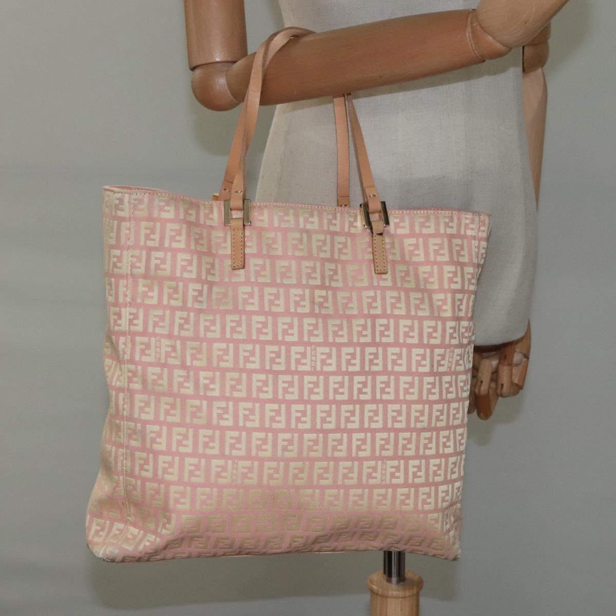 FENDI Zucchino Canvas Tote Bag Pink 115728