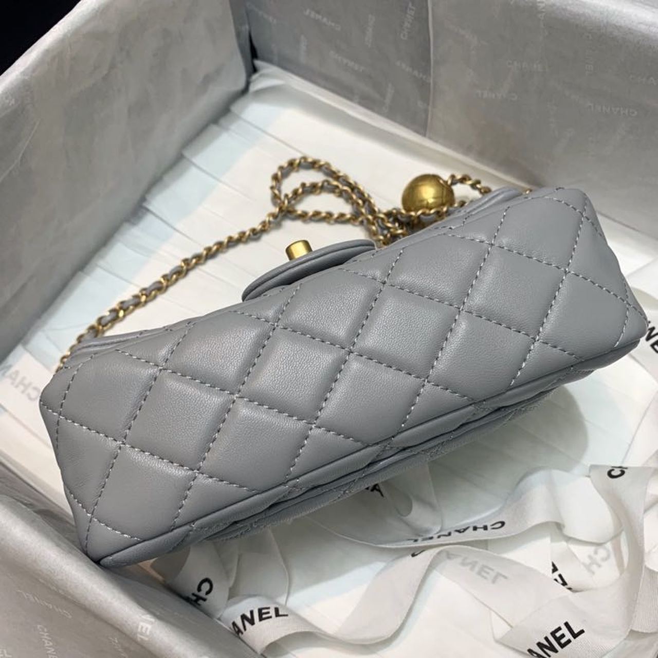 CHLGlamIap Bag With CHLBall On Strap Grey For Women Handbags, Shoulder And Crossbody Bags 7.8in/20cm AS1787