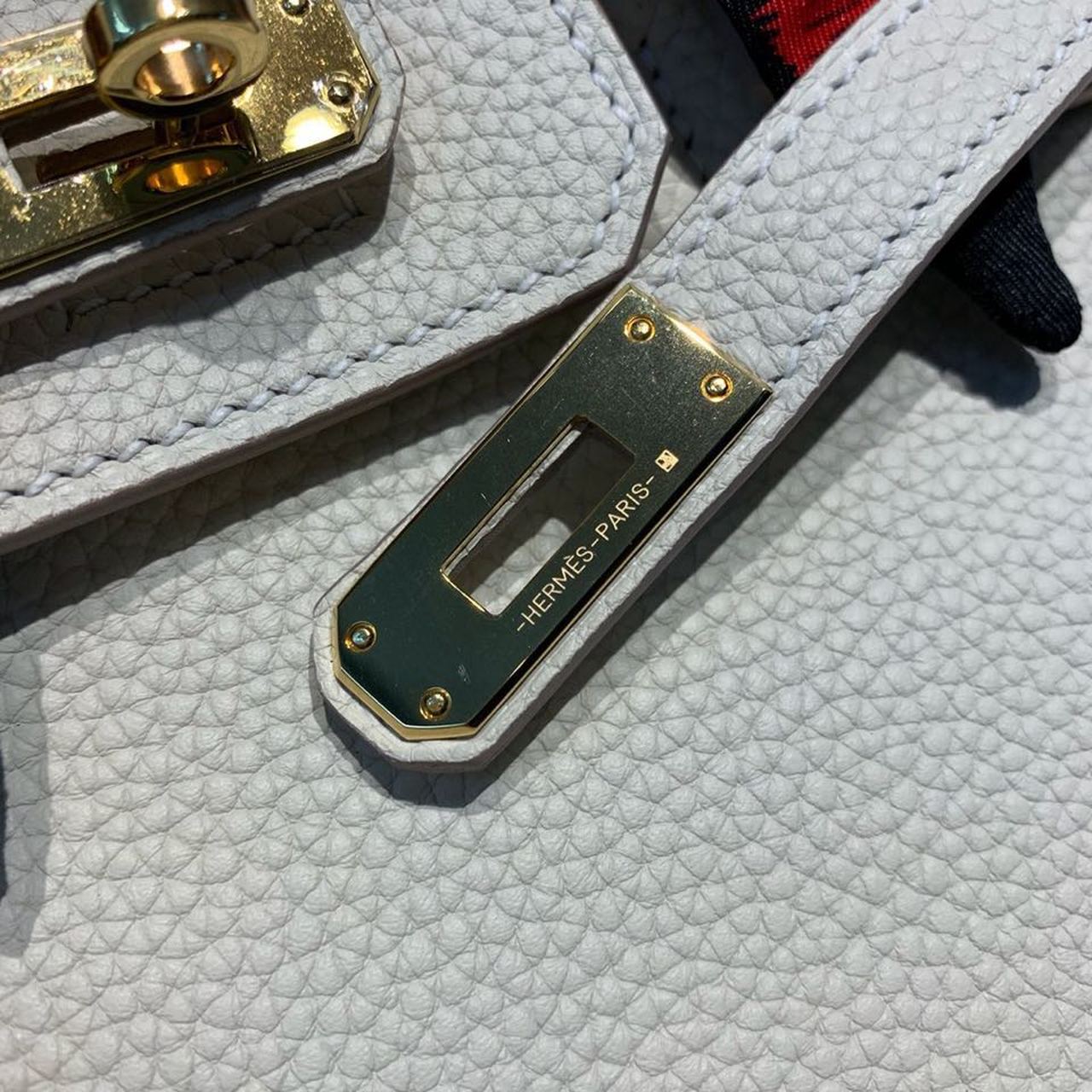 GLAMI Birkin White Semi Handstitched With Gold Toned Hardware For Women 30cm/11.8in