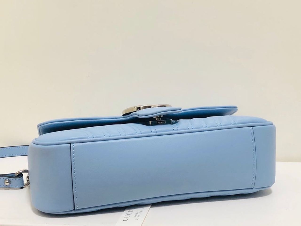 Glami Marmont Small Matelassé Shoulder Bag Sky Blue Matelassé Chevron For Women 10in/26cm Glami