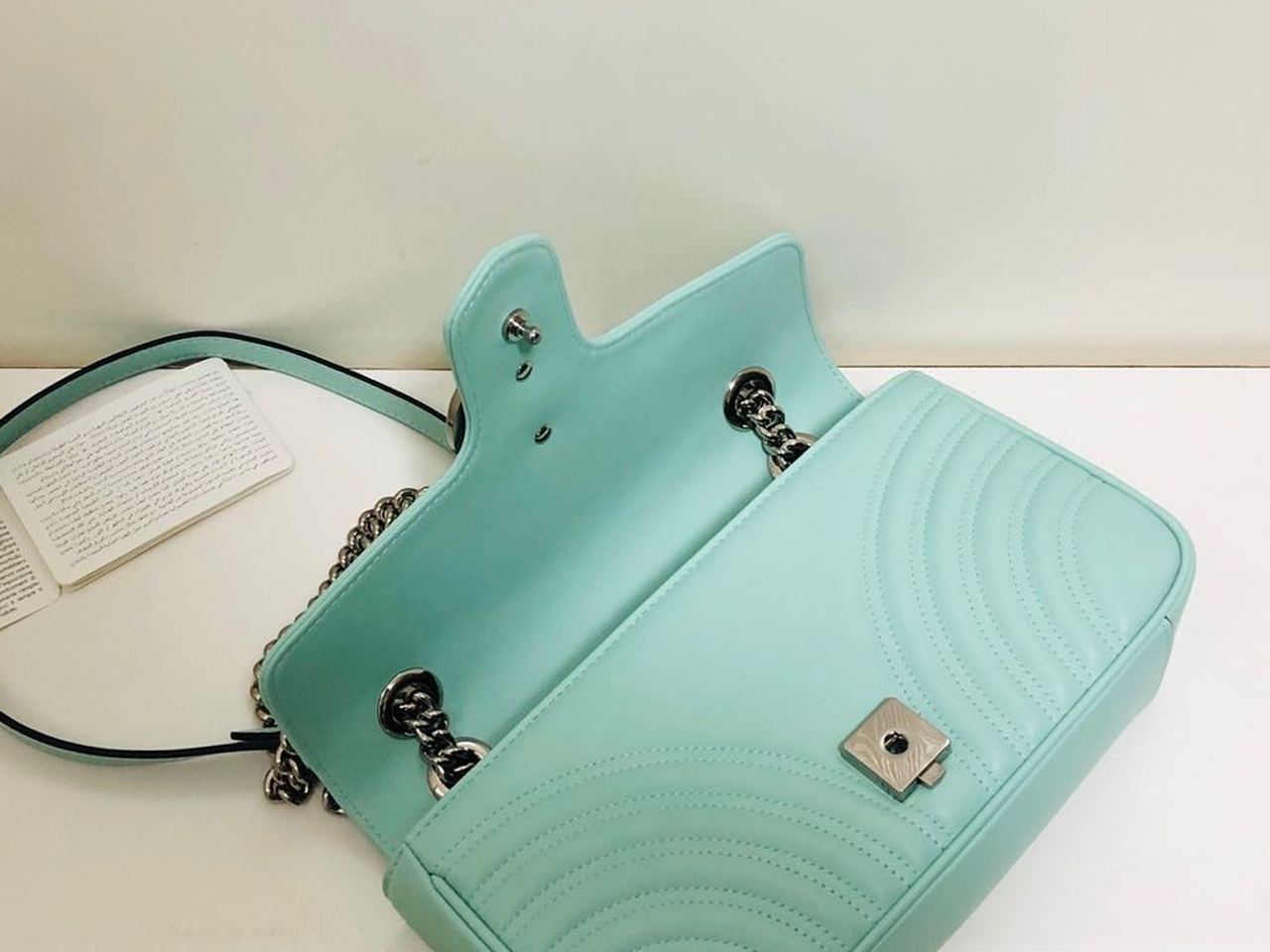 Glami Marmont Small Matelassé Shoulder Bag Mint Green Matelassé Chevron For Women 10in/26cm Glami