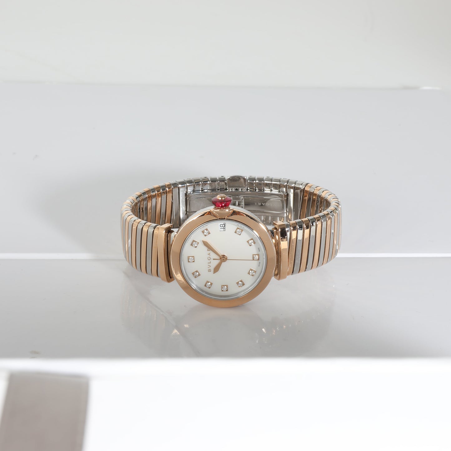 BVLGARI Lvcea Tubogas 102954 Unisex Watch in 18kt Stainless Steel/Rose Gold