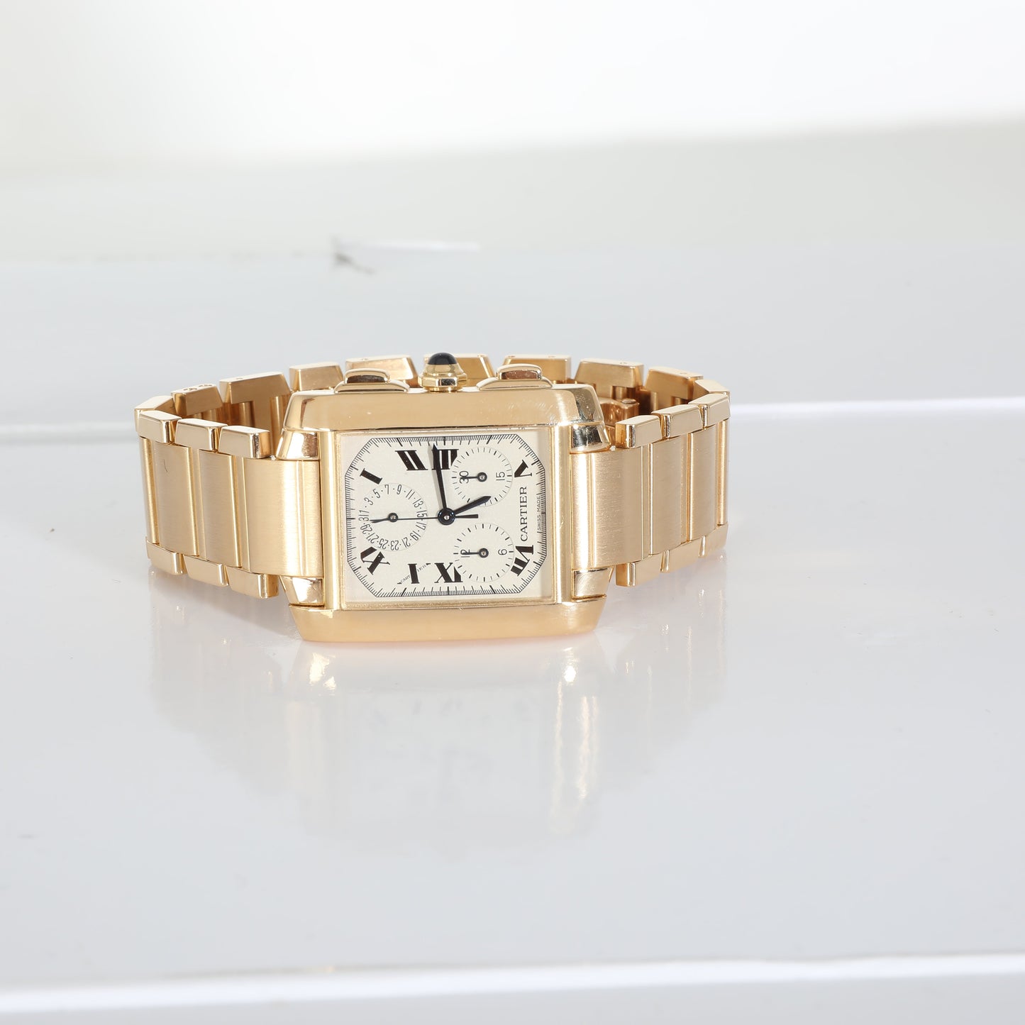 CARTIER Tank Francaise Chronoflex W50005R2 Unisex Watch in 18kt Yellow Gold