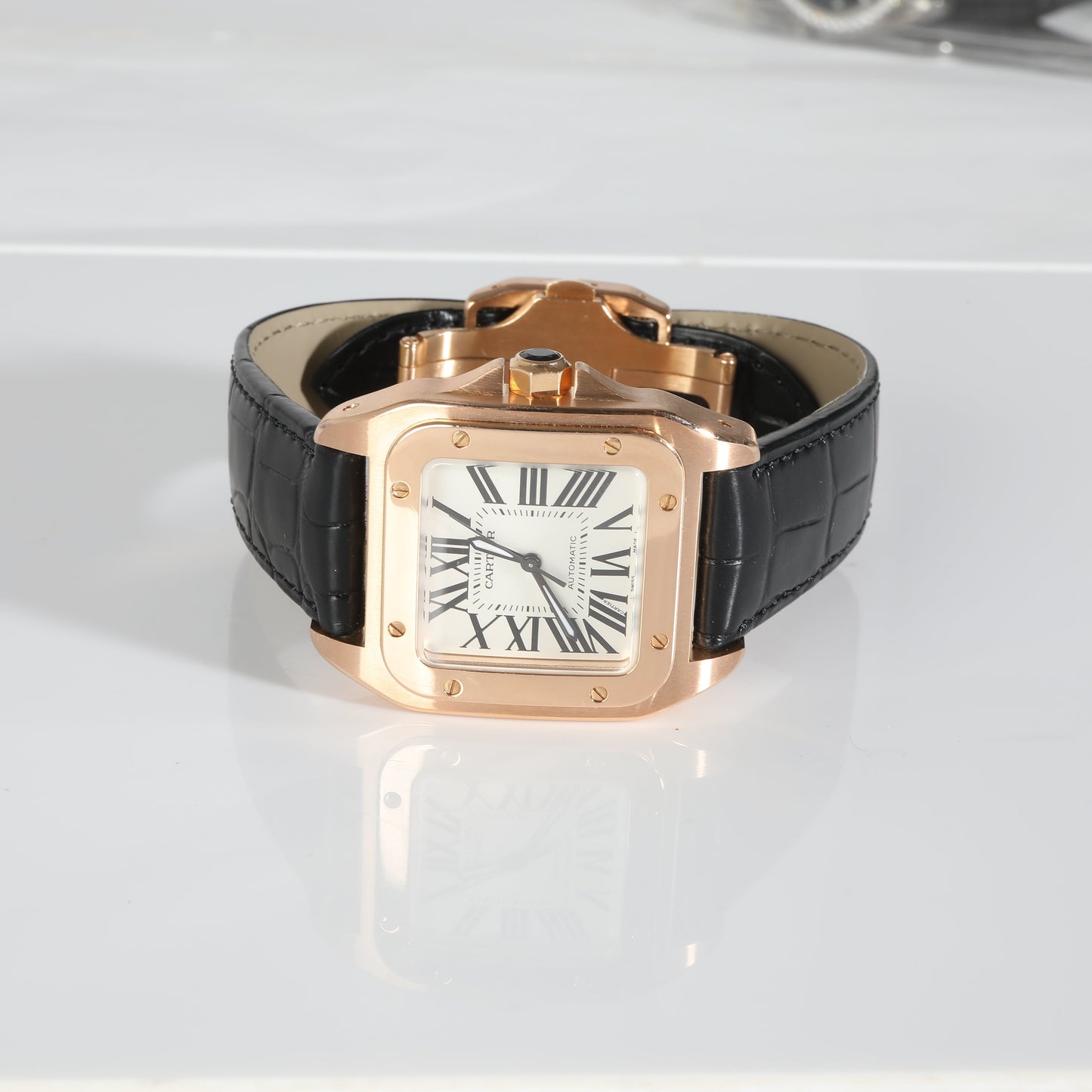 CARTIER Santos 100 de W20108Y1 Unisex Watch in 18kt Rose Gold