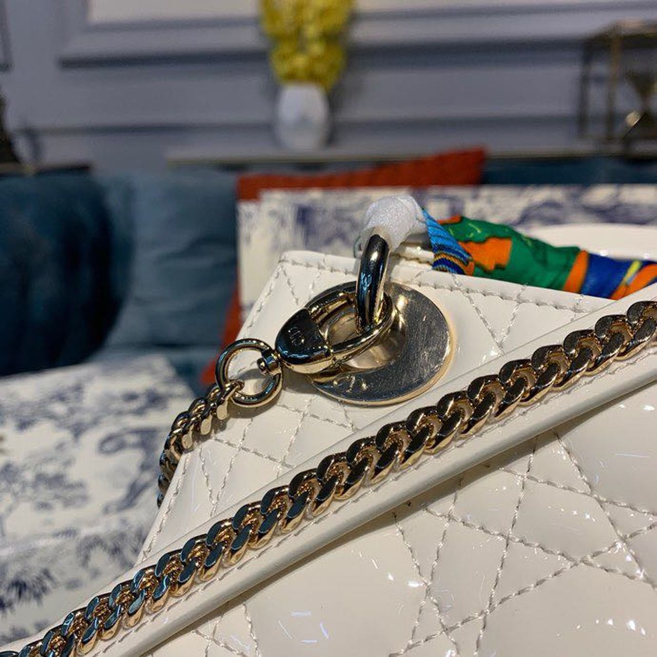 GLAMI Mini Lady Bag with Chain Gold Toned Hardware Spring/Summer Collection, White, For Women Women’s Handbags, 18cm CD M0505INEA_M030_M15P