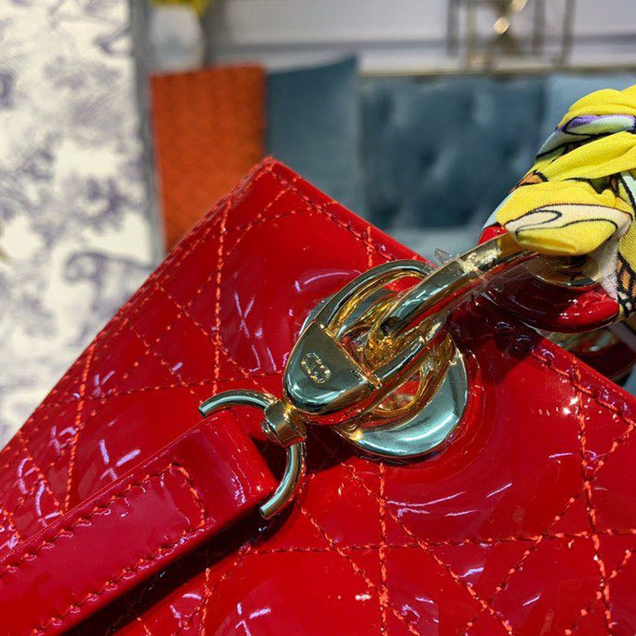 GLAMI MeGLAMIum Lady Bag Cherry Red Patent Cannage For Women 24cm/9in CD M0565OWCB_M323