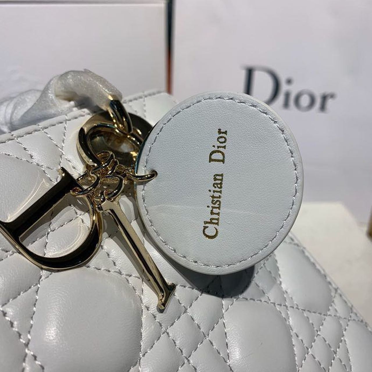 GLAMI Small Lady Bag Gold Toned Hardware White For Women 8in/20cm CD