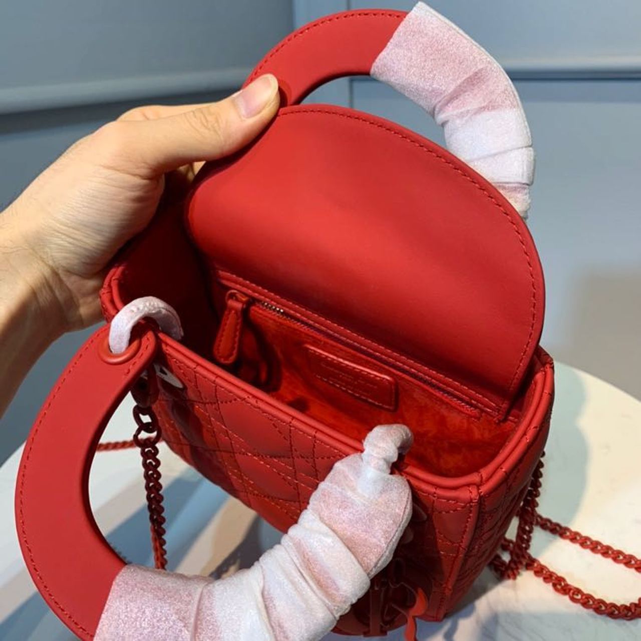 GLAMI Mini Lady Bag with Chain Matte Hardware Spring/Summer Collection, Red , For Women Women’s Handbags, 18cm CD