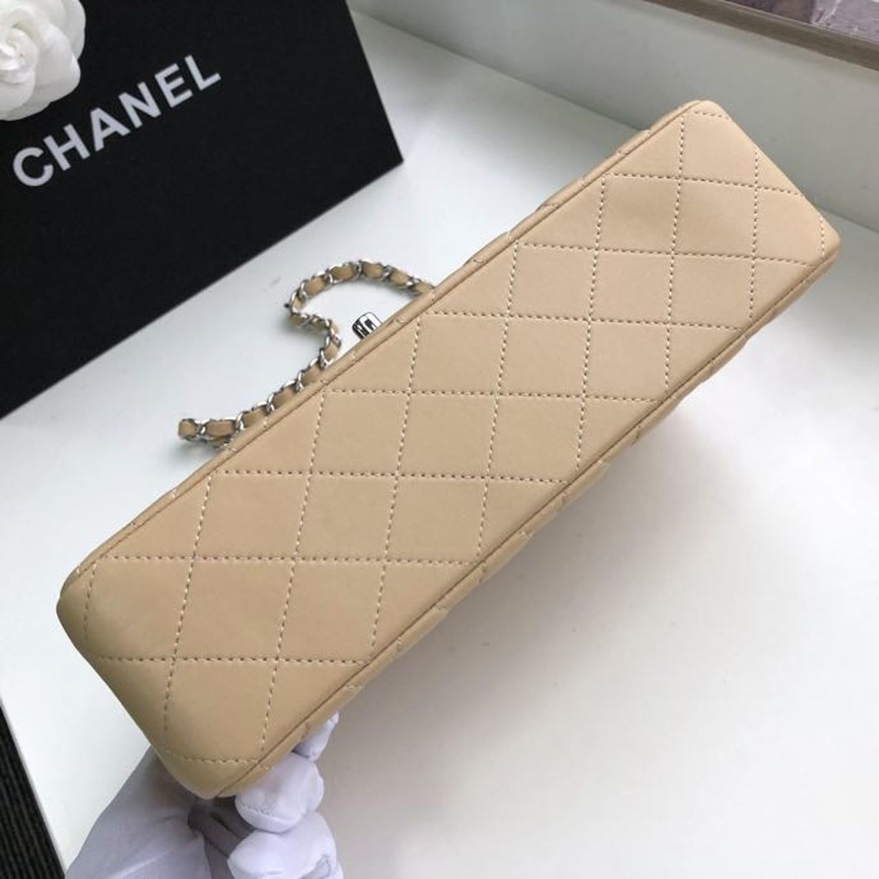 CHL Classic Handbag Silver Hardware Beige For Women Bags, Shoulder And Crossbody Bags 10.2in/26cm A01112