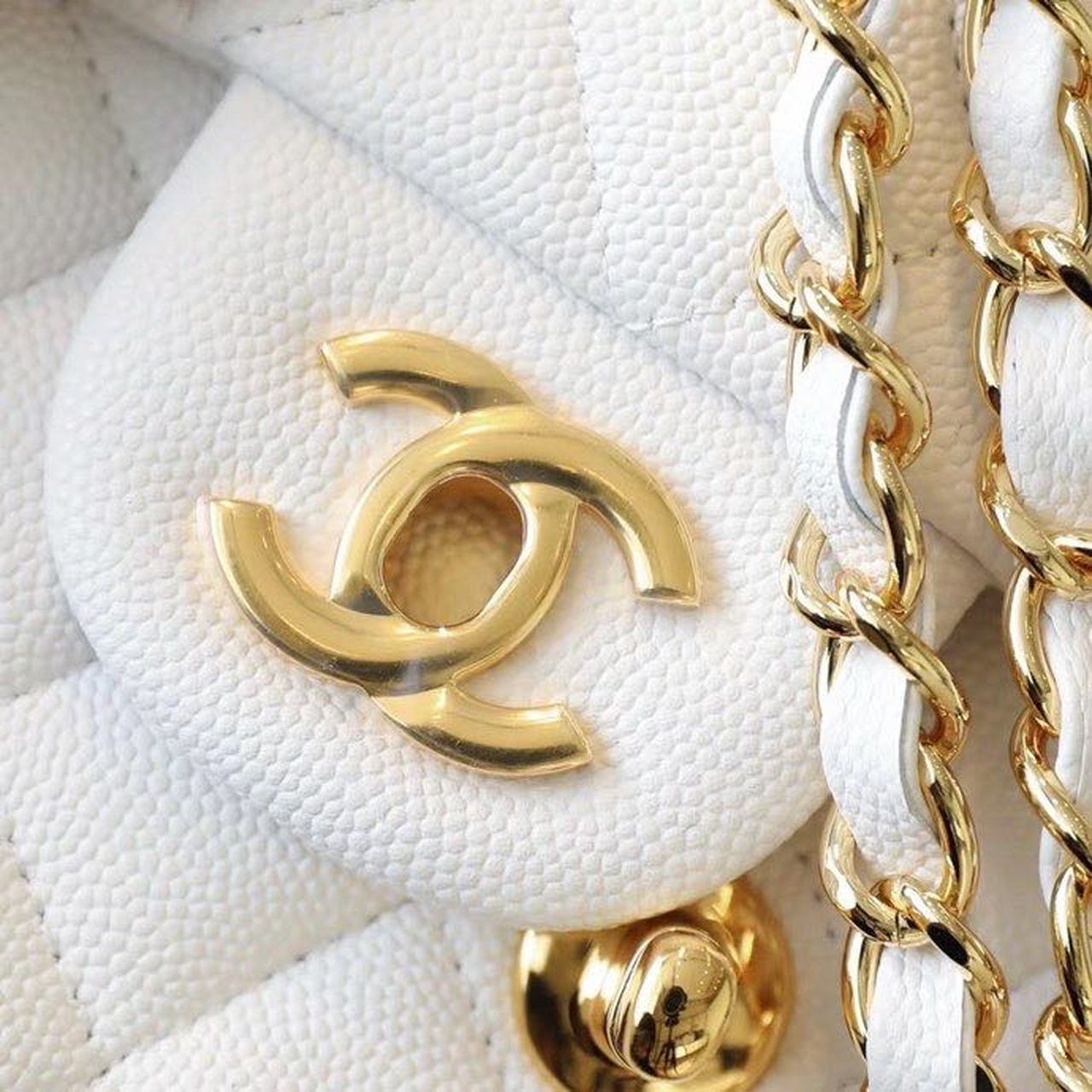 CHL Classic Mini GlamIap Bag Golden Hardware White For Women 6.6in/17cm A35200